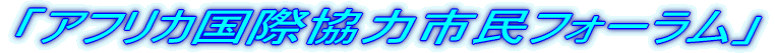 「アフリカ国際協力市民フォーラム」